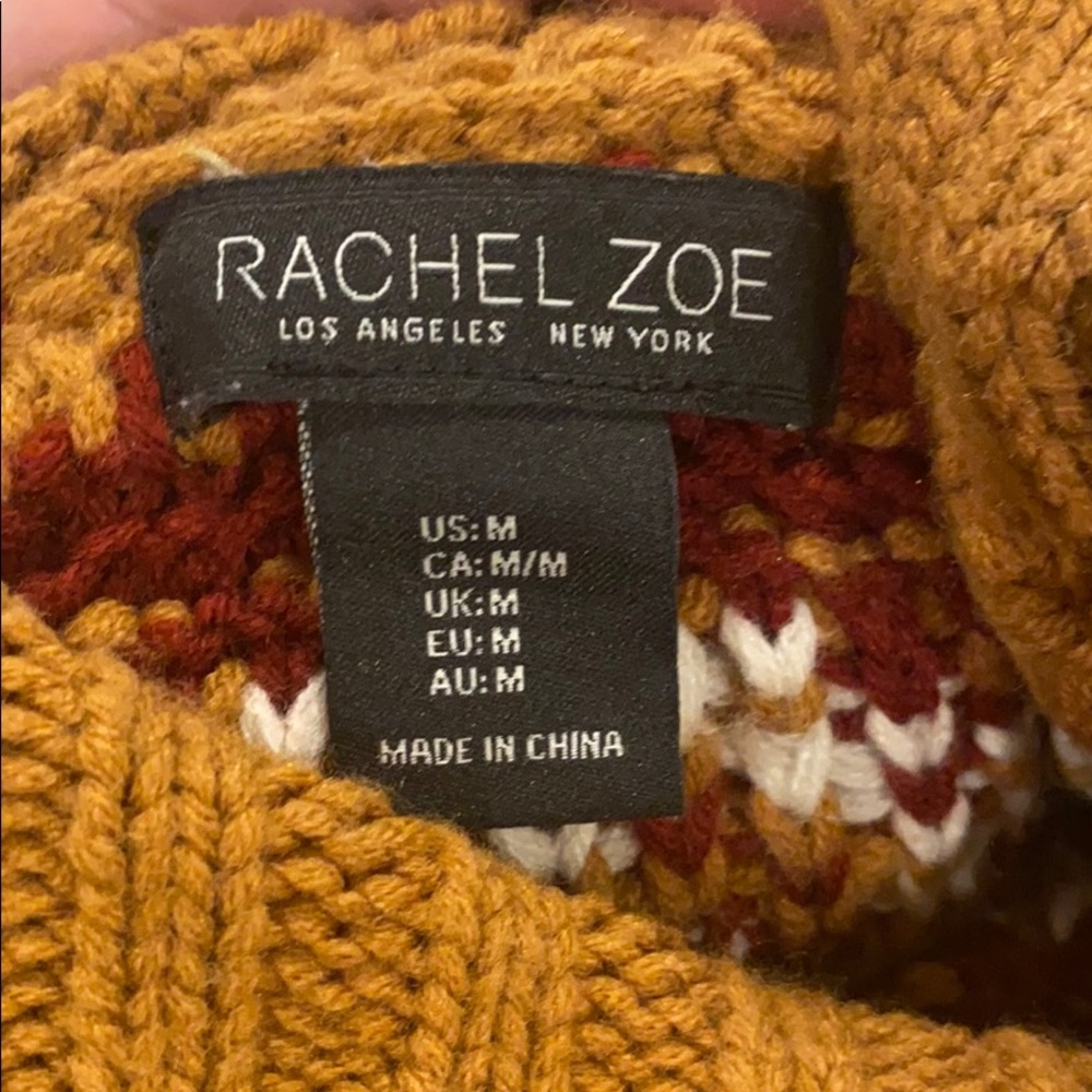 Rachel Zoe Fair Isle Turtleneck Sweater in Camel - Picture 4 of 4